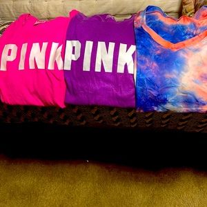 Selling this as a bundle 2 pink t-shirts 1 tye-dye shirt